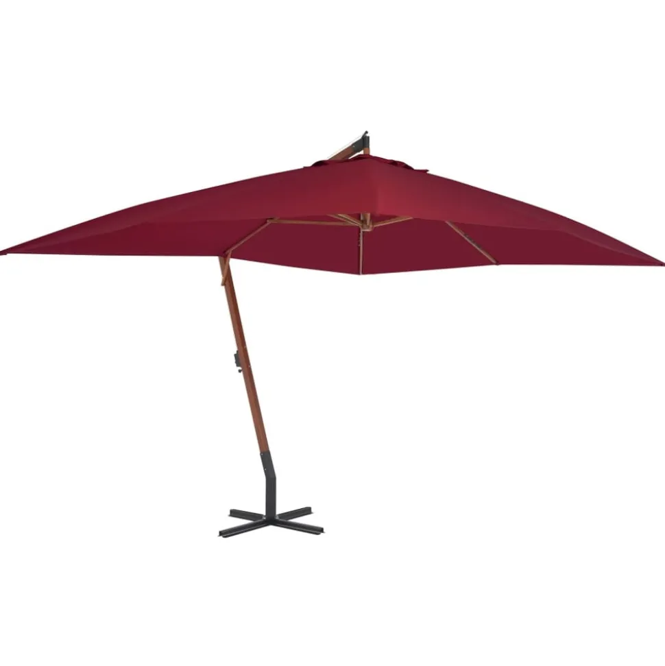MAISON EXCLUSIVE - Parasol de jardin en porte-à-faux et mât en bois rouge bordeaux