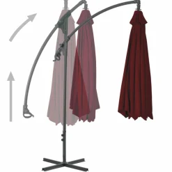 MAISON EXCLUSIVE - Parasol de jardin en porte-à-faux mât en acier rouge bordeaux