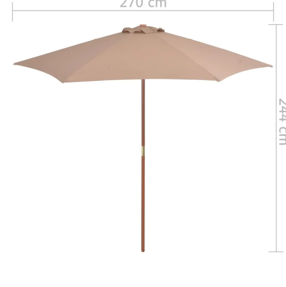 MAISON EXCLUSIVE - Parasol d'extérieur avec mât en bois 270 cm taupe