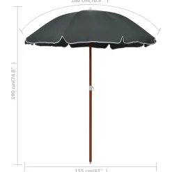 MAISON EXCLUSIVE - Parasol de jardin avec mât en acier 180 cm anthracite