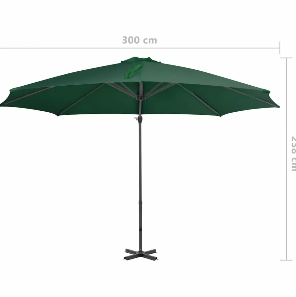 MAISON EXCLUSIVE - Parasol de jardin en porte-à-faux et poteau en aluminium vert