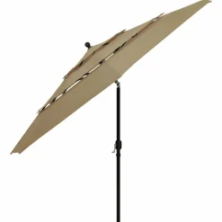 MAISON EXCLUSIVE - Parasol de jardin à 3 niveaux avec mât en aluminium taupe 3,5 m