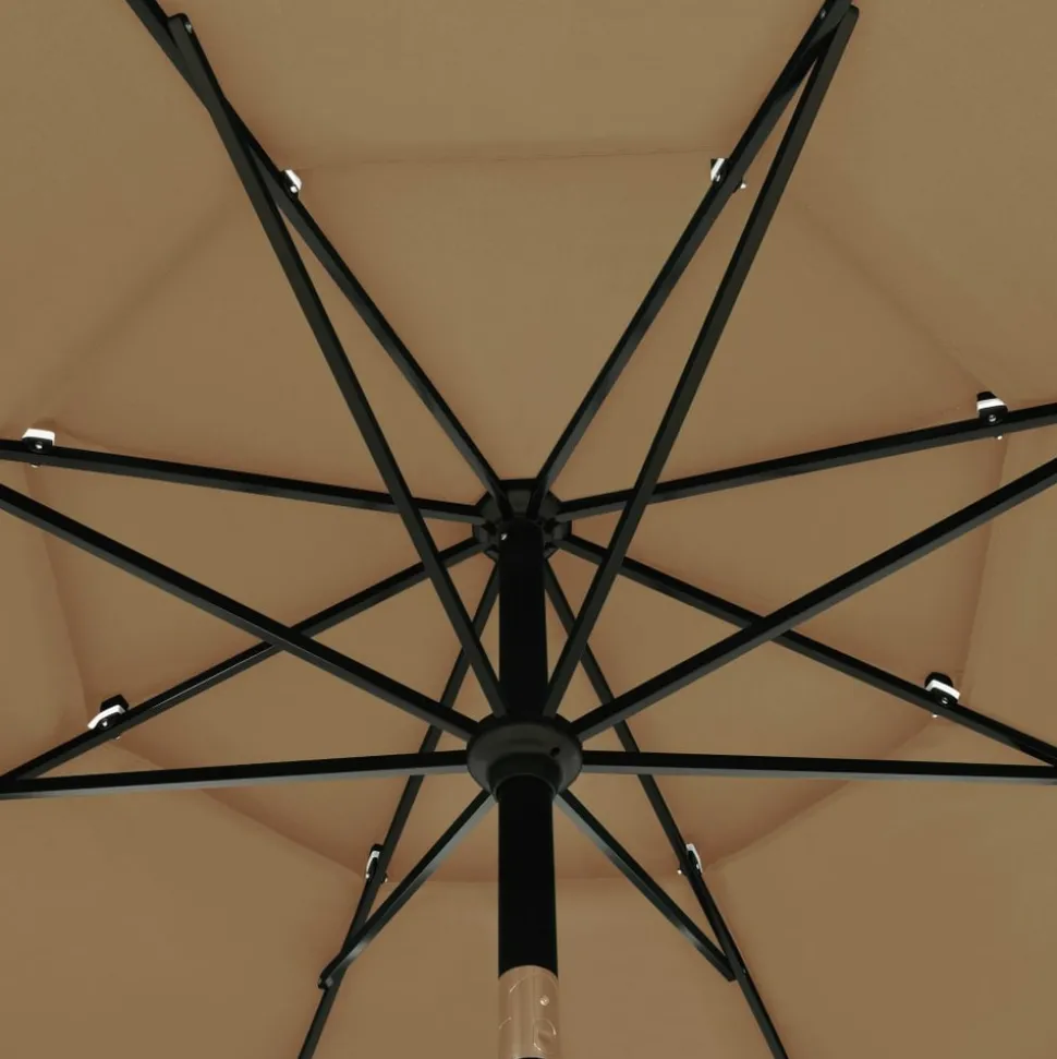 MAISON EXCLUSIVE - Parasol de jardin à 3 niveaux avec mât en aluminium taupe 3,5 m