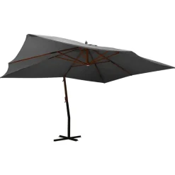 MAISON EXCLUSIVE - Parasol de jardin en porte-à-faux avec mât en bois anthracite