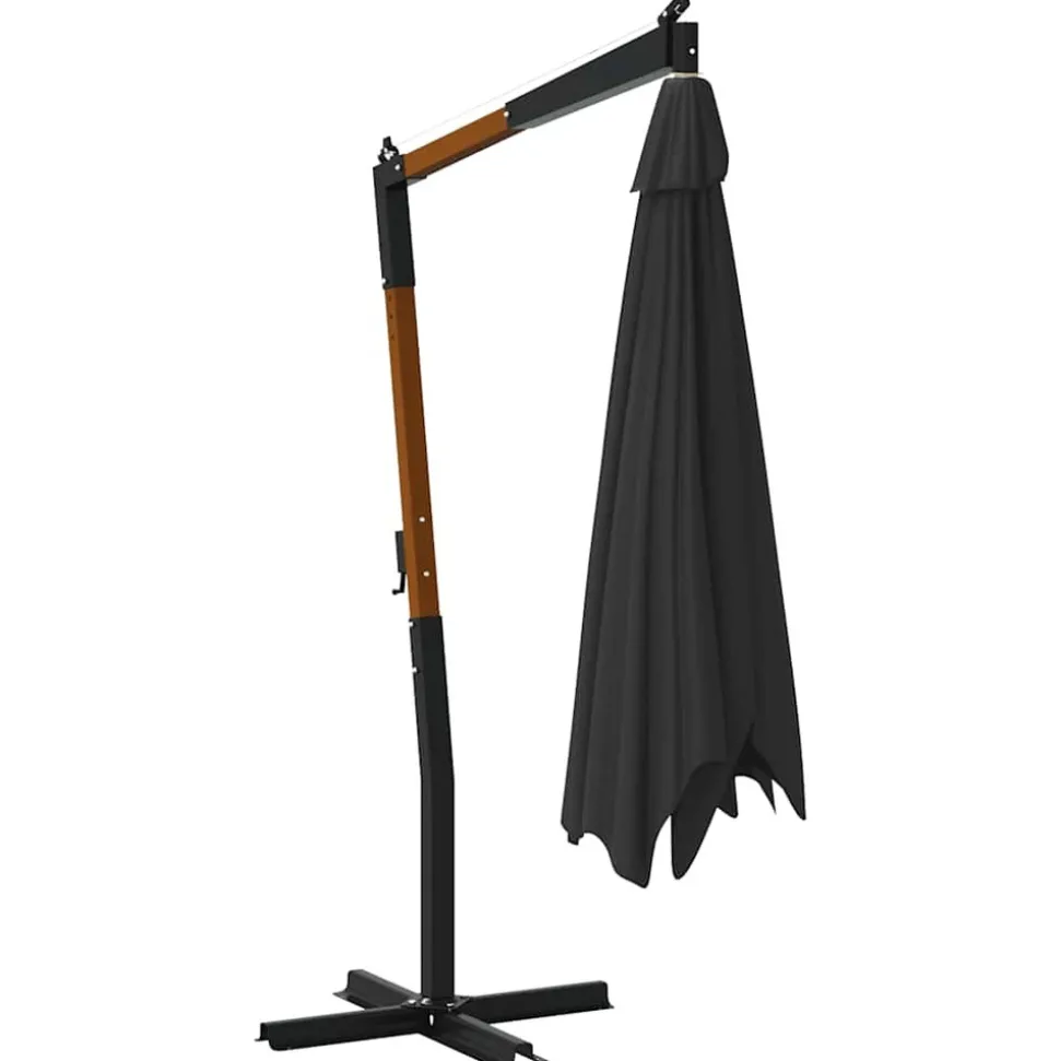 MAISON EXCLUSIVE - Parasol de jardin en porte-à-faux avec mât en bois anthracite