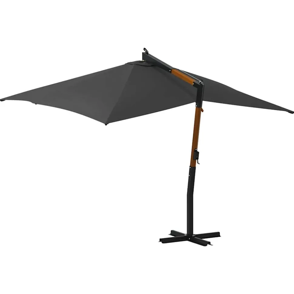 MAISON EXCLUSIVE - Parasol de jardin en porte-à-faux avec mât en bois anthracite