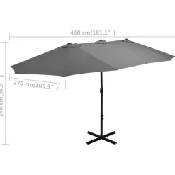 MAISON EXCLUSIVE - Parasol d'extérieur poteau en aluminium 460x270 cm anthracite