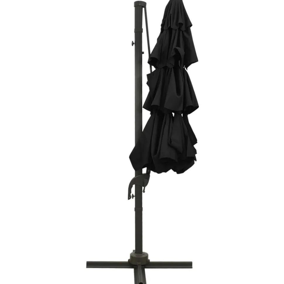 MAISON EXCLUSIVE - Parasol de jardin à 4 niveaux avec mât en aluminium noir 3x3 m
