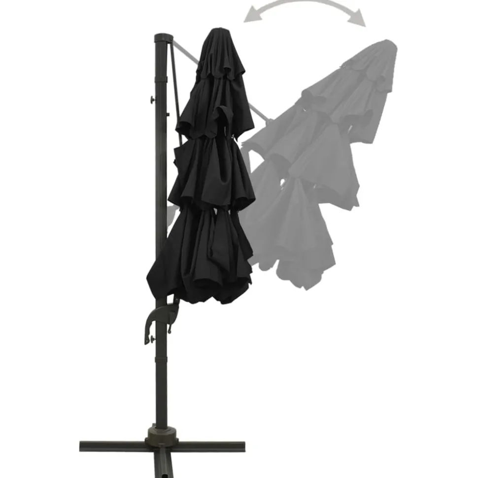 MAISON EXCLUSIVE - Parasol de jardin à 4 niveaux avec mât en aluminium noir 3x3 m