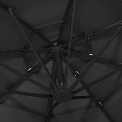 MAISON EXCLUSIVE - Parasol de jardin à 4 niveaux avec mât en aluminium noir 3x3 m