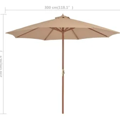 MAISON EXCLUSIVE - Parasol d'extérieur avec mât en bois 300 cm taupe