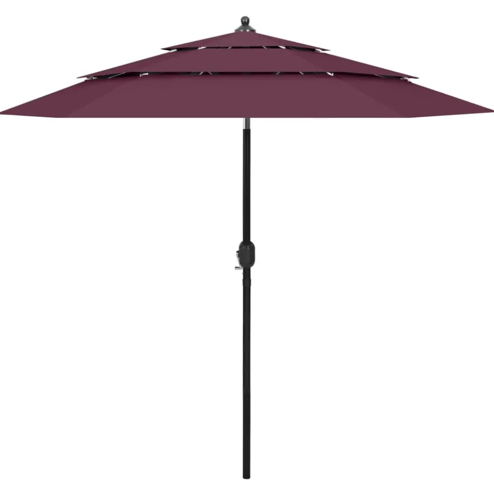 MAISON EXCLUSIVE - Parasol de jardin à 3 niveaux mât en aluminium rouge bordeaux