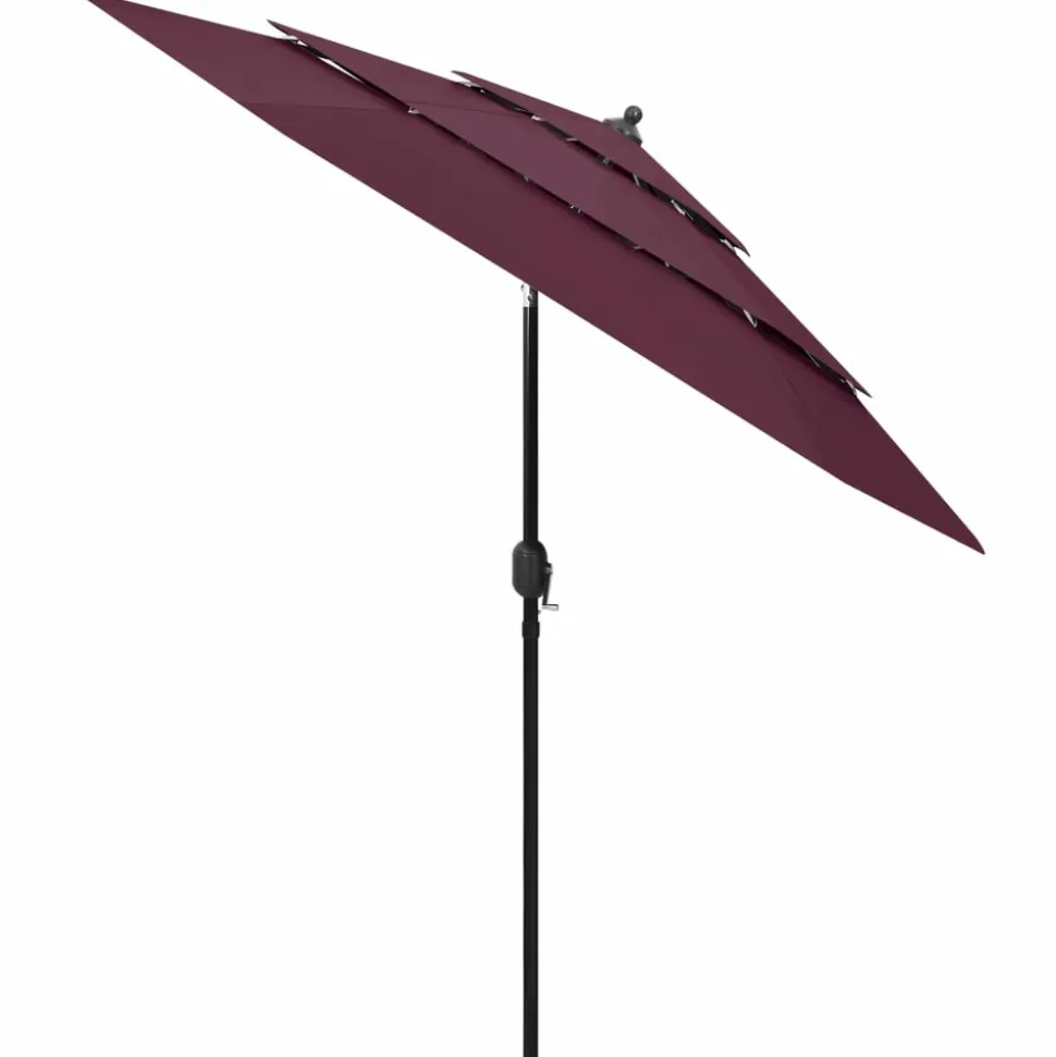 MAISON EXCLUSIVE - Parasol de jardin à 3 niveaux mât en aluminium rouge bordeaux