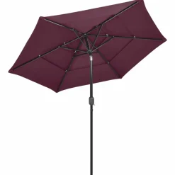 MAISON EXCLUSIVE - Parasol de jardin à 3 niveaux mât en aluminium rouge bordeaux