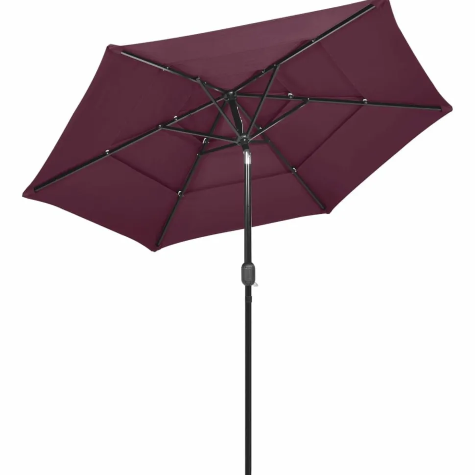 MAISON EXCLUSIVE - Parasol de jardin à 3 niveaux mât en aluminium rouge bordeaux