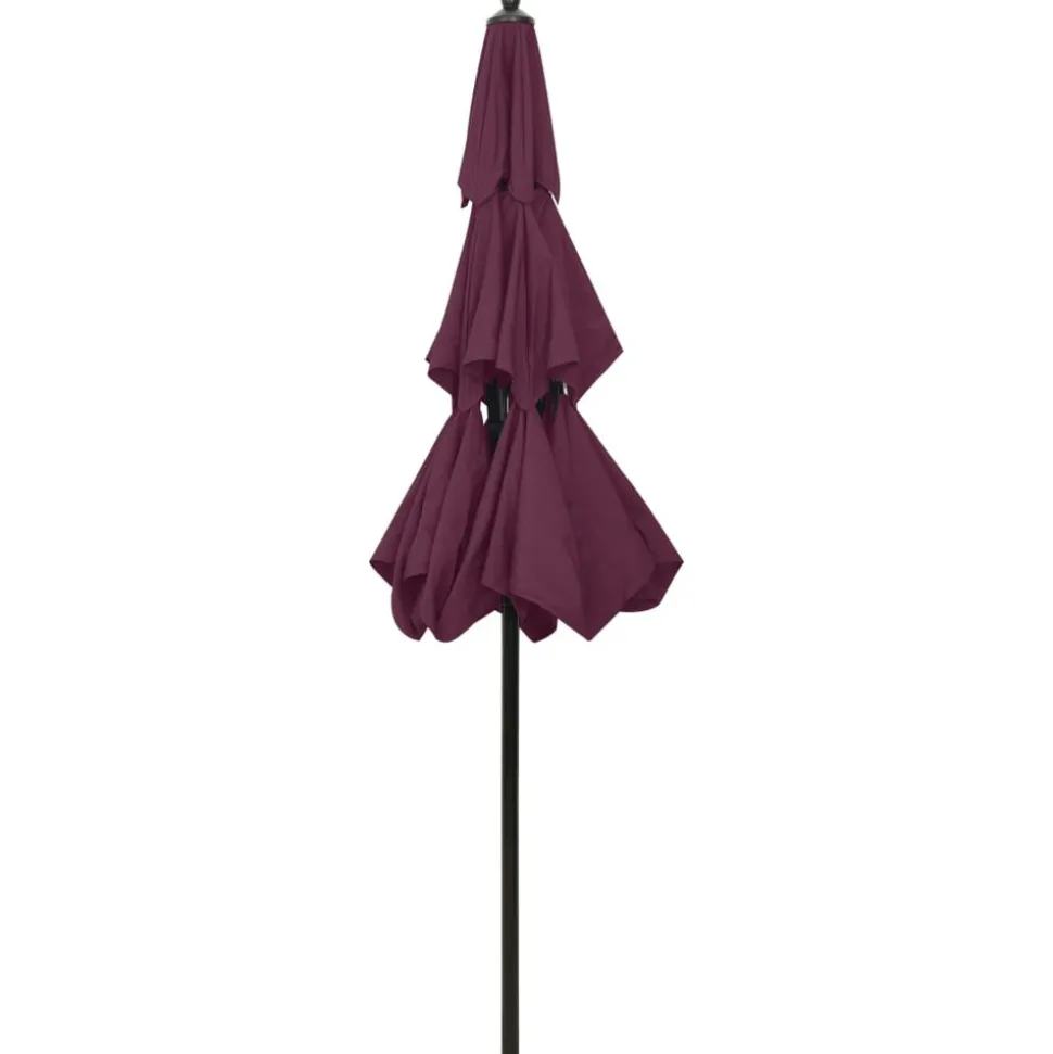 MAISON EXCLUSIVE - Parasol de jardin à 3 niveaux mât en aluminium rouge bordeaux
