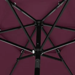 MAISON EXCLUSIVE - Parasol de jardin à 3 niveaux mât en aluminium rouge bordeaux
