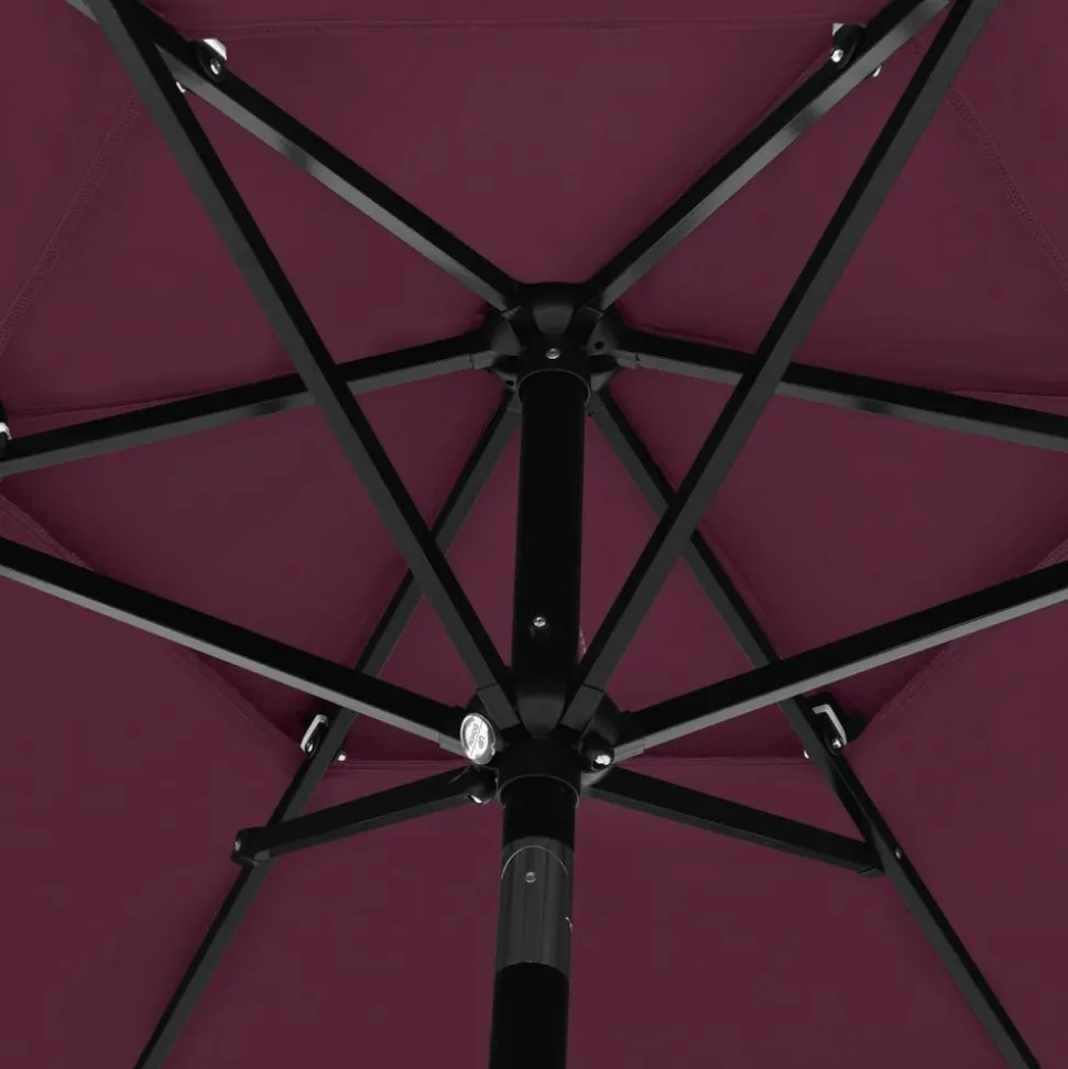 MAISON EXCLUSIVE - Parasol de jardin à 3 niveaux mât en aluminium rouge bordeaux