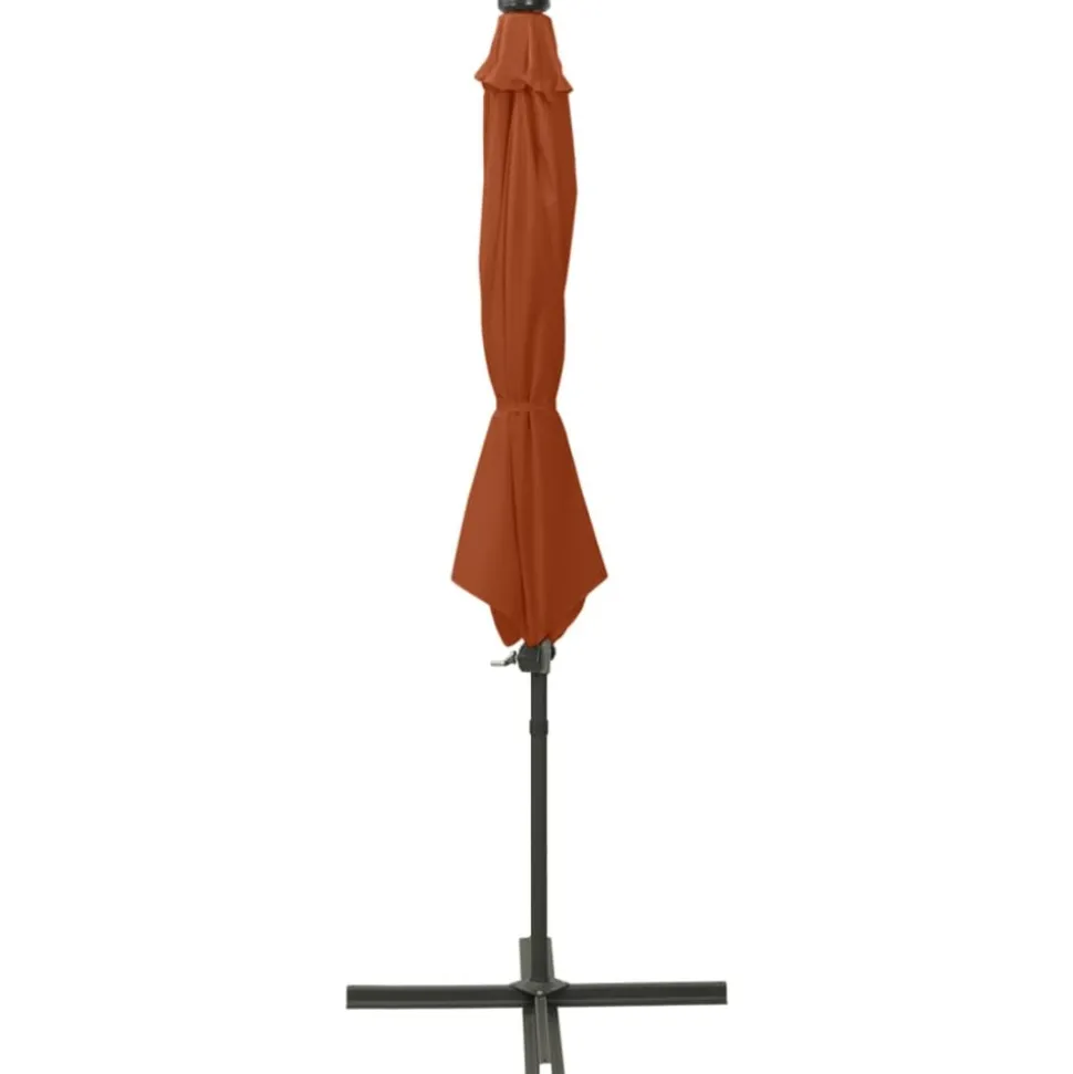 MAISON EXCLUSIVE - Parasol de jardin en porte-à-faux avec mât et lumières led