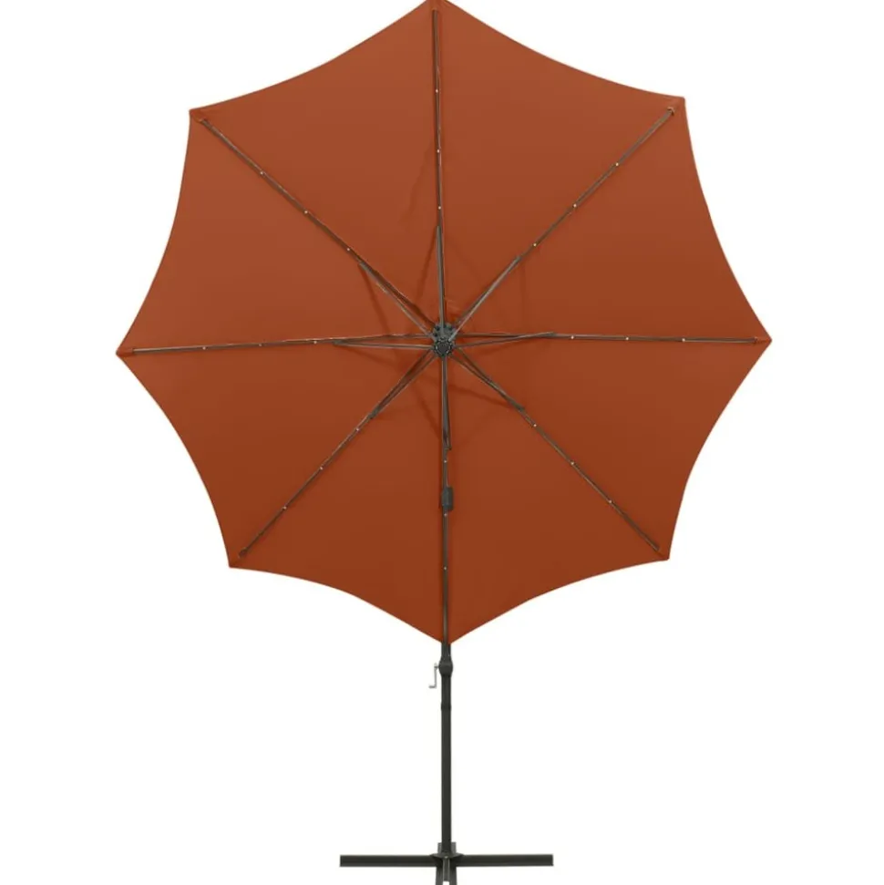 MAISON EXCLUSIVE - Parasol de jardin en porte-à-faux avec mât et lumières led