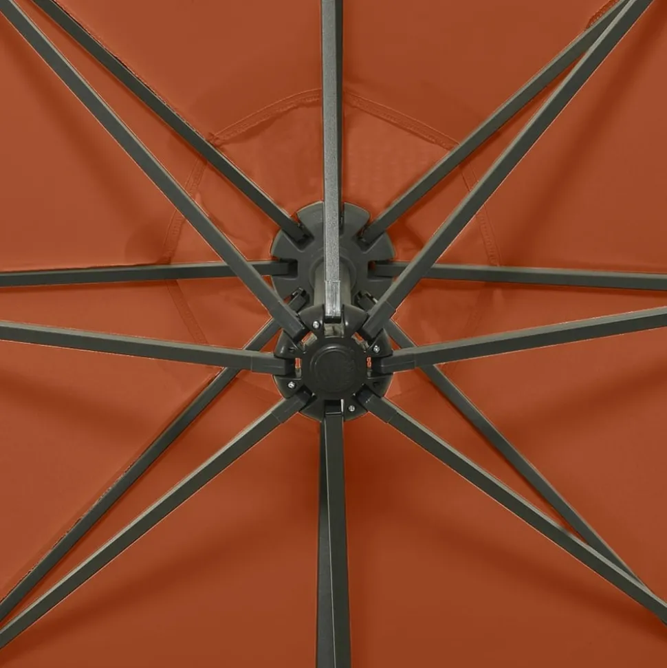 MAISON EXCLUSIVE - Parasol de jardin en porte-à-faux avec mât et lumières led