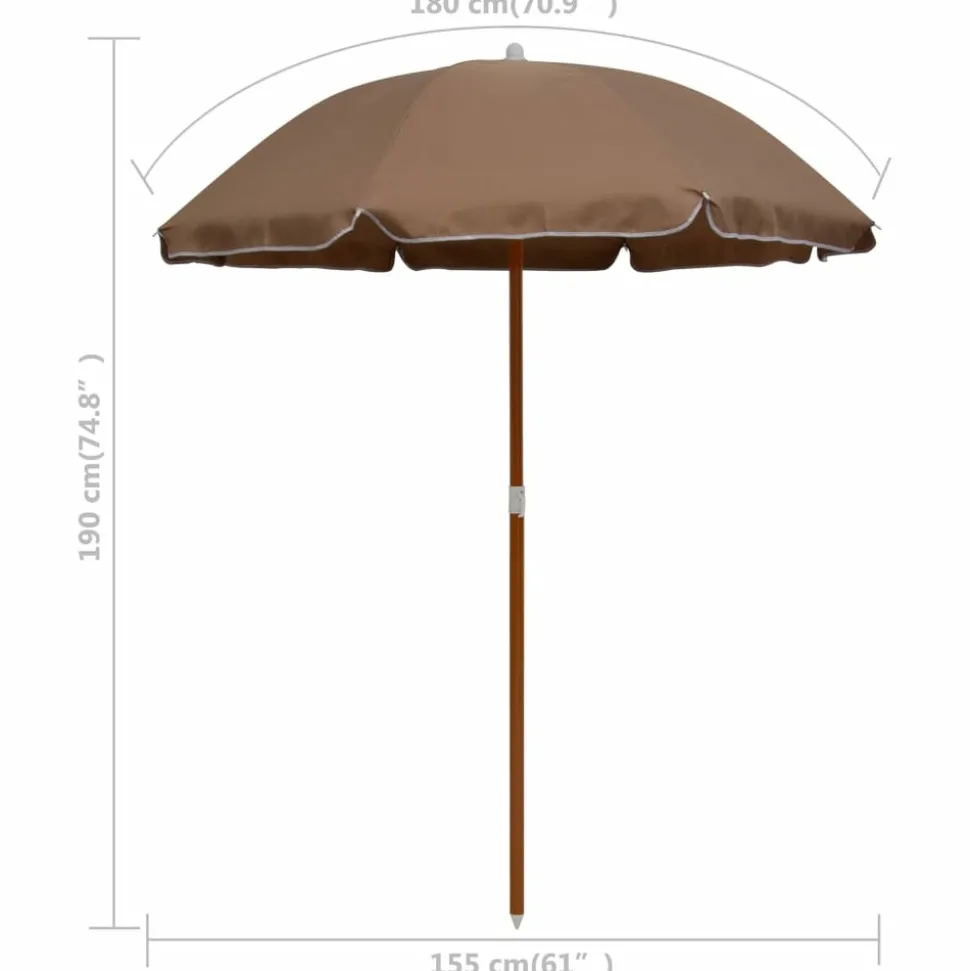 MAISON EXCLUSIVE - Parasol de jardin avec mât en acier 180 cm taupe
