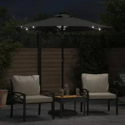 MAISON EXCLUSIVE - Parasol de jardin led et mât en acier anthracite 225x225x212 cm