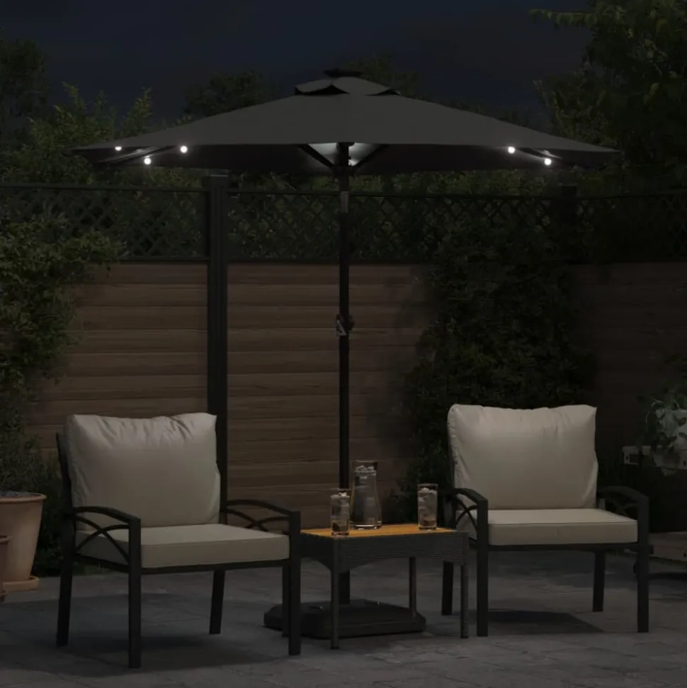 MAISON EXCLUSIVE - Parasol de jardin led et mât en acier anthracite 225x225x212 cm