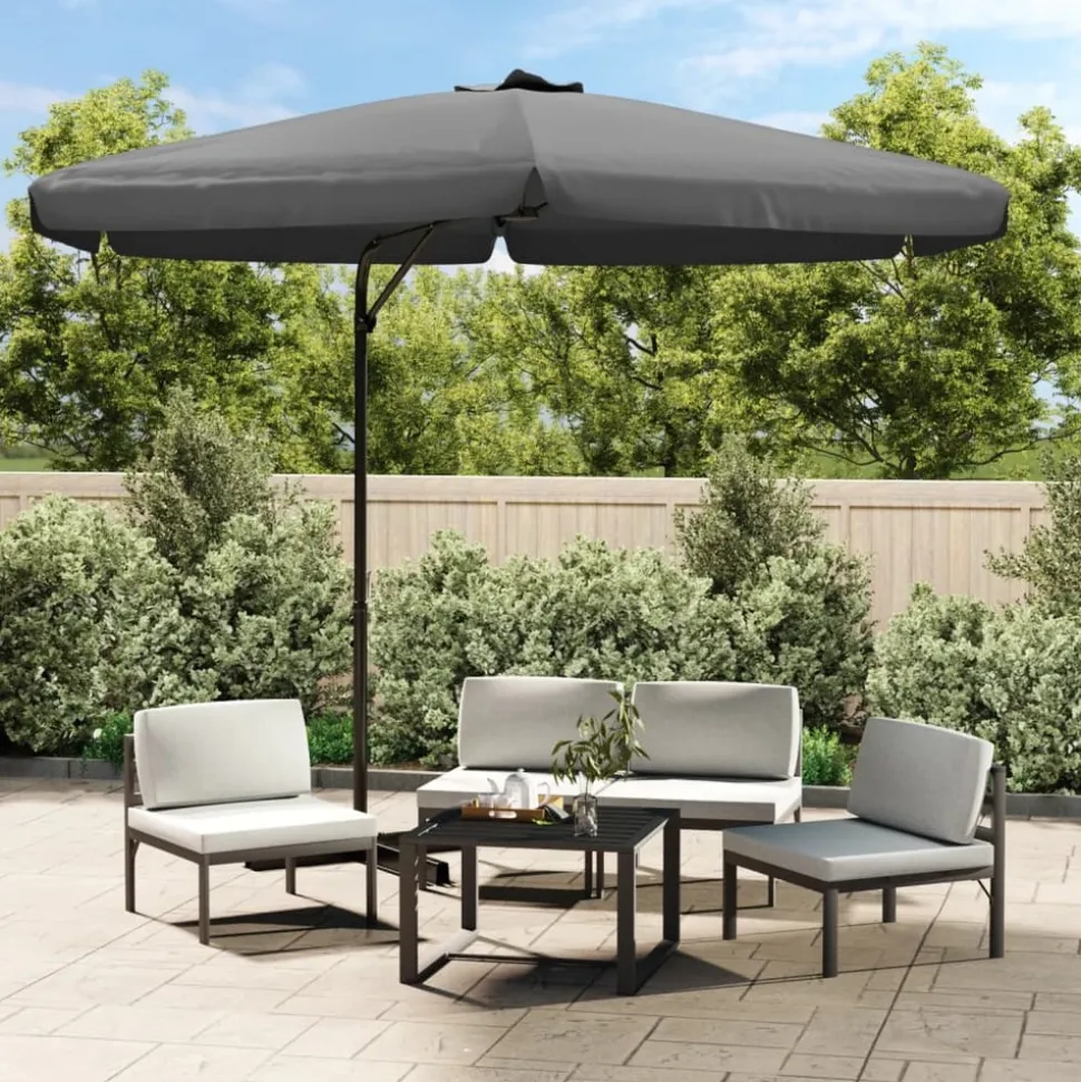 MAISON EXCLUSIVE - Parasol d'extérieur avec poteau en acier 300 cm anthracite