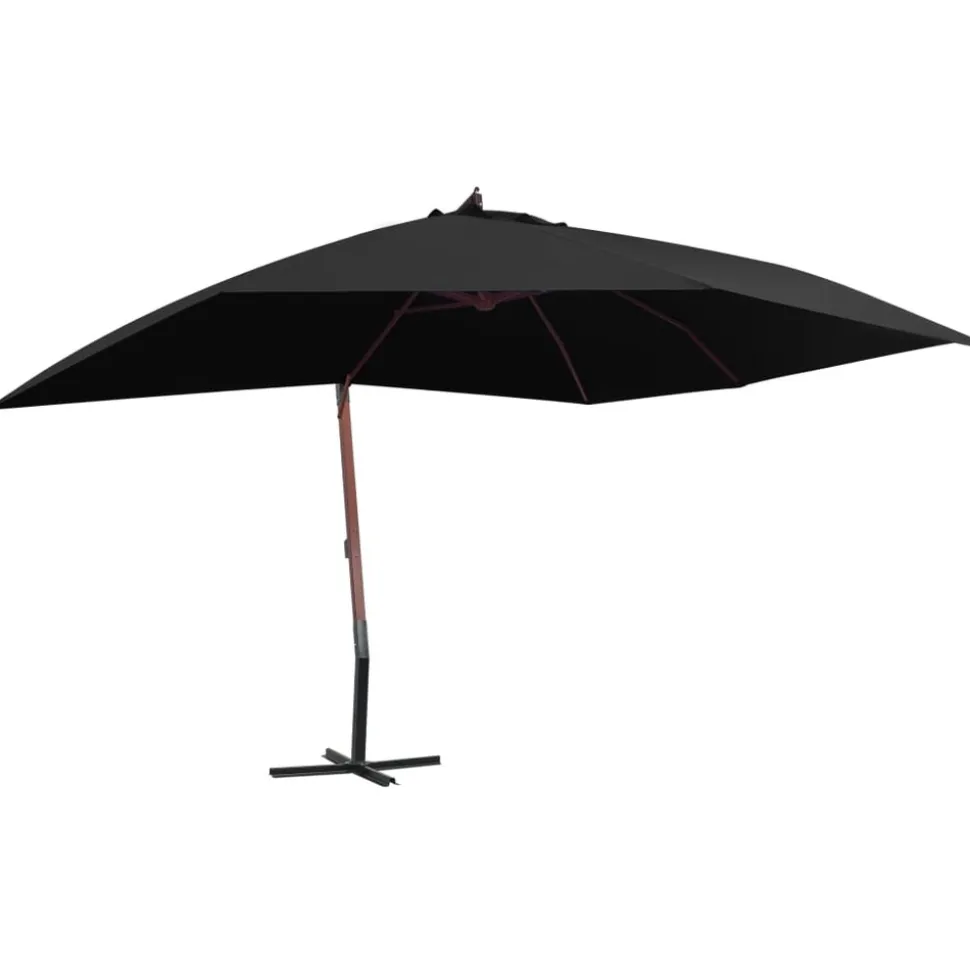 MAISON EXCLUSIVE - Parasol suspendu avec mât en bois 400x300 cm noir