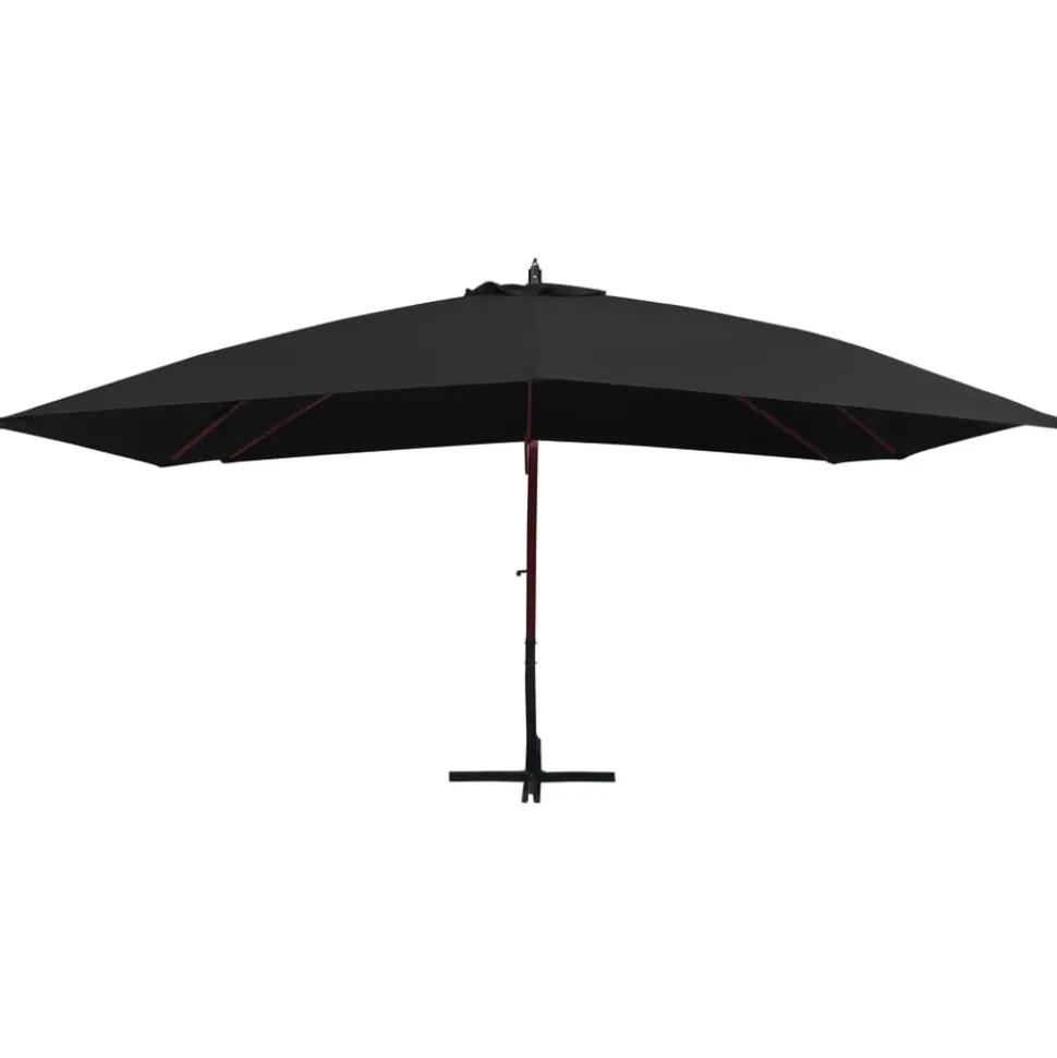 MAISON EXCLUSIVE - Parasol suspendu avec mât en bois 400x300 cm noir