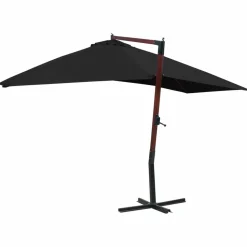 MAISON EXCLUSIVE - Parasol suspendu avec mât en bois 400x300 cm noir