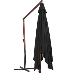 MAISON EXCLUSIVE - Parasol suspendu avec mât en bois 400x300 cm noir