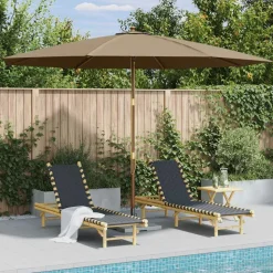 MAISON EXCLUSIVE - Parasol d'extérieur avec mât en bois 350 cm taupe