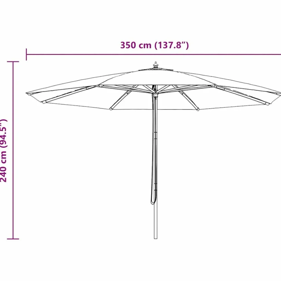 MAISON EXCLUSIVE - Parasol d'extérieur avec mât en bois 350 cm taupe