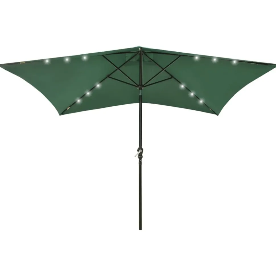 MAISON EXCLUSIVE - Parasol de jardin avec led et mât en acier vert 2x3 m