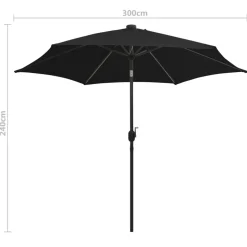 MAISON EXCLUSIVE - Parasol de jardin avec lumières led et mât en aluminium noir