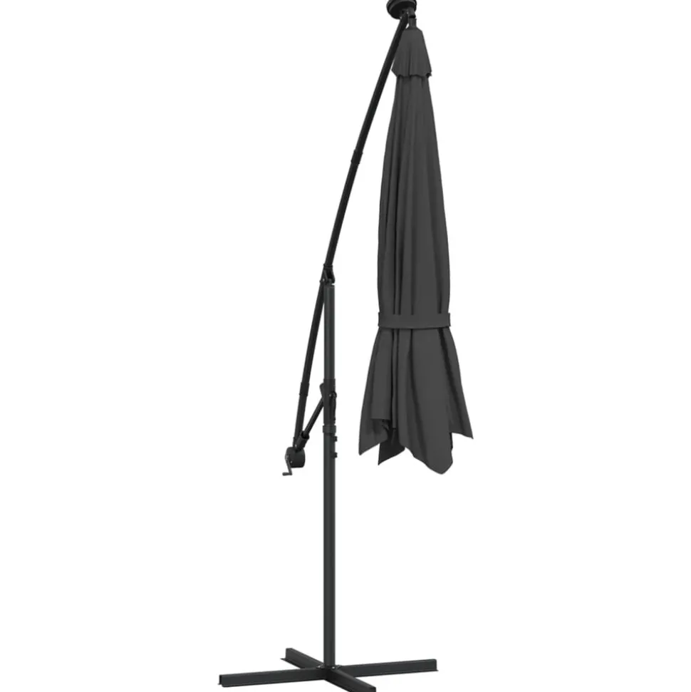 MAISON EXCLUSIVE - Parasol de jardin en porte-à-faux et lumières led mât en acier