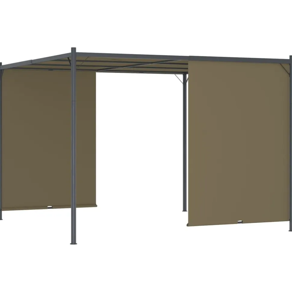 MAISON EXCLUSIVE - Pergola de jardin avec auvent rétractable 3x3 m taupe 180 g/m²