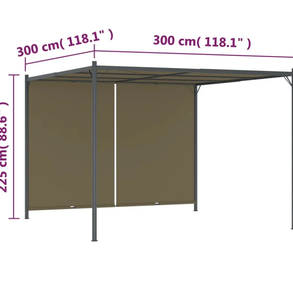 MAISON EXCLUSIVE - Pergola de jardin avec auvent rétractable 3x3 m taupe 180 g/m²