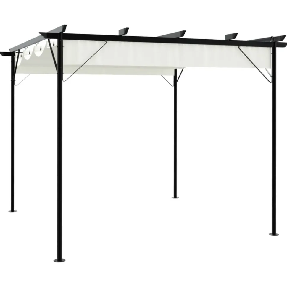 MAISON EXCLUSIVE - Pergola avec toit rétractable blanc crème 3 x 3 m acier