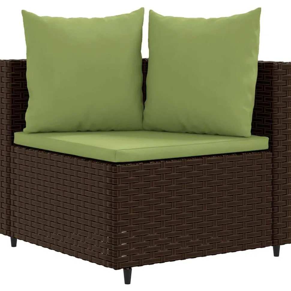 MAISON EXCLUSIVE - Salon de jardin 8 pcs avec coussins marron résine tressée