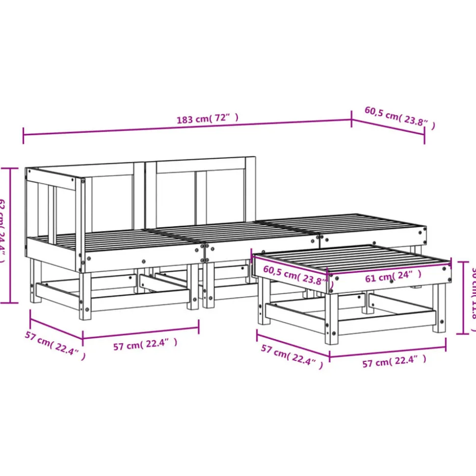 MAISON EXCLUSIVE - Salon de jardin 4 pcs bois massif douglas