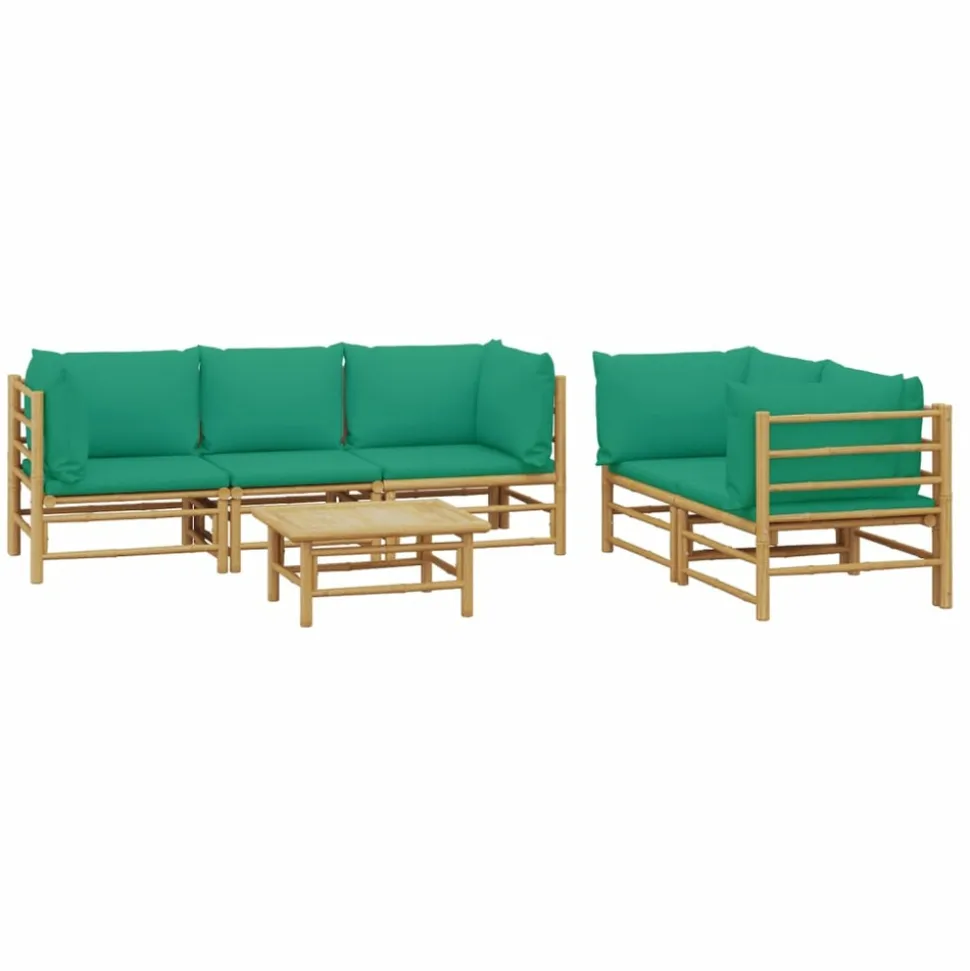 MAISON EXCLUSIVE - Salon de jardin 6 pcs avec coussins vert bambou