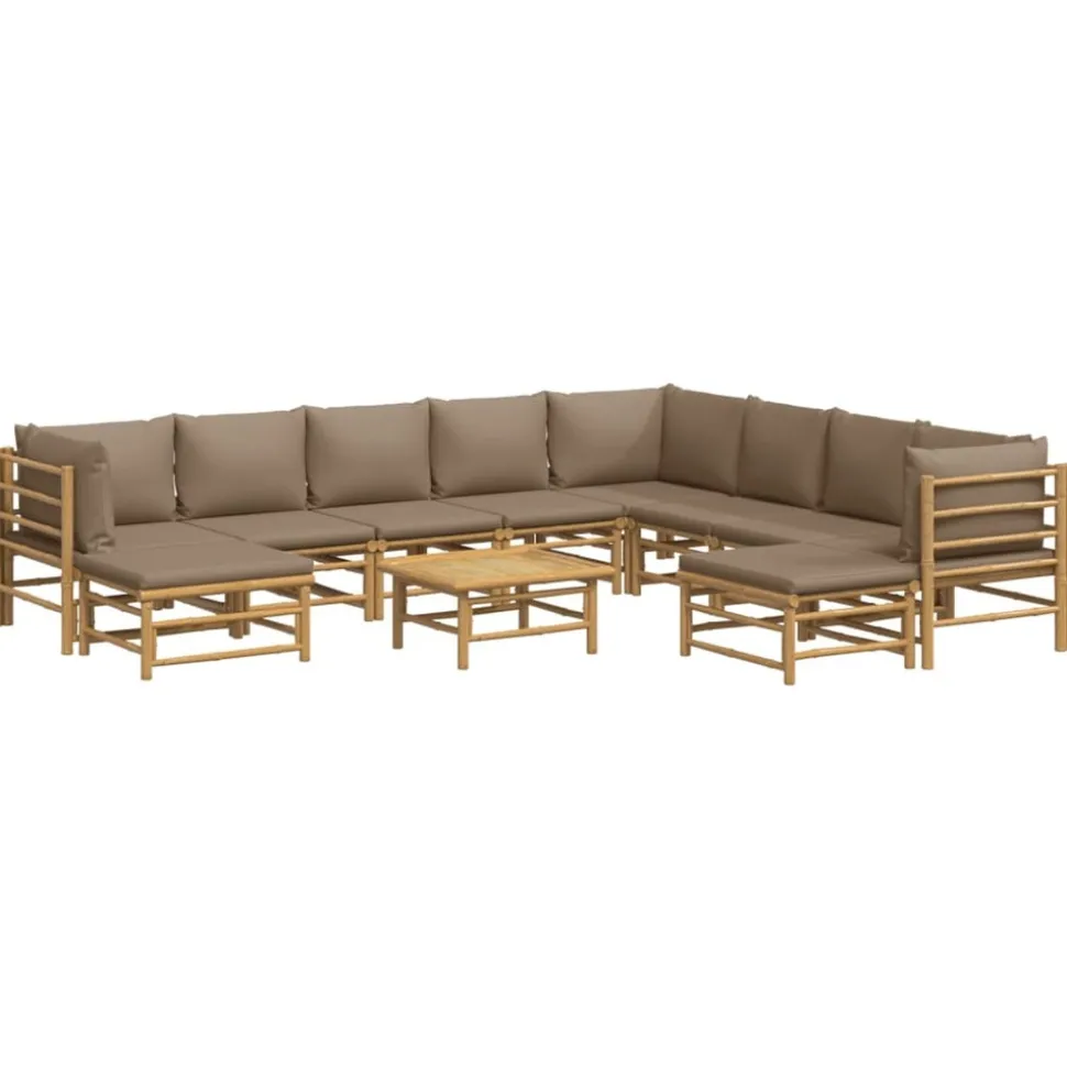 MAISON EXCLUSIVE - Salon de jardin 11 pcs avec coussins taupe bambou