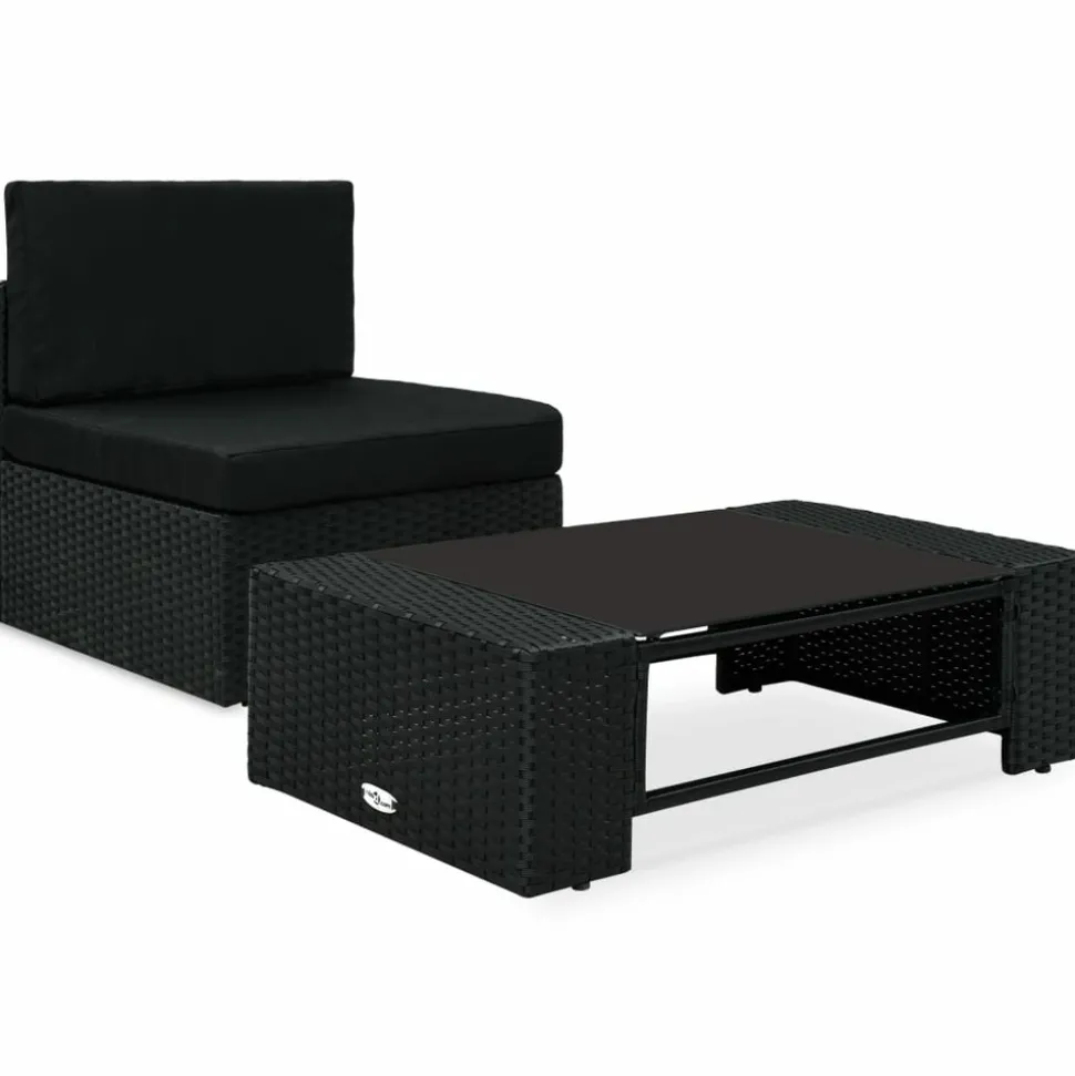 MAISON EXCLUSIVE - Salon de jardin 2 pcs résine tressée noir