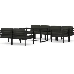 MAISON EXCLUSIVE - Salon de jardin 8 pcs avec coussins aluminium anthracite