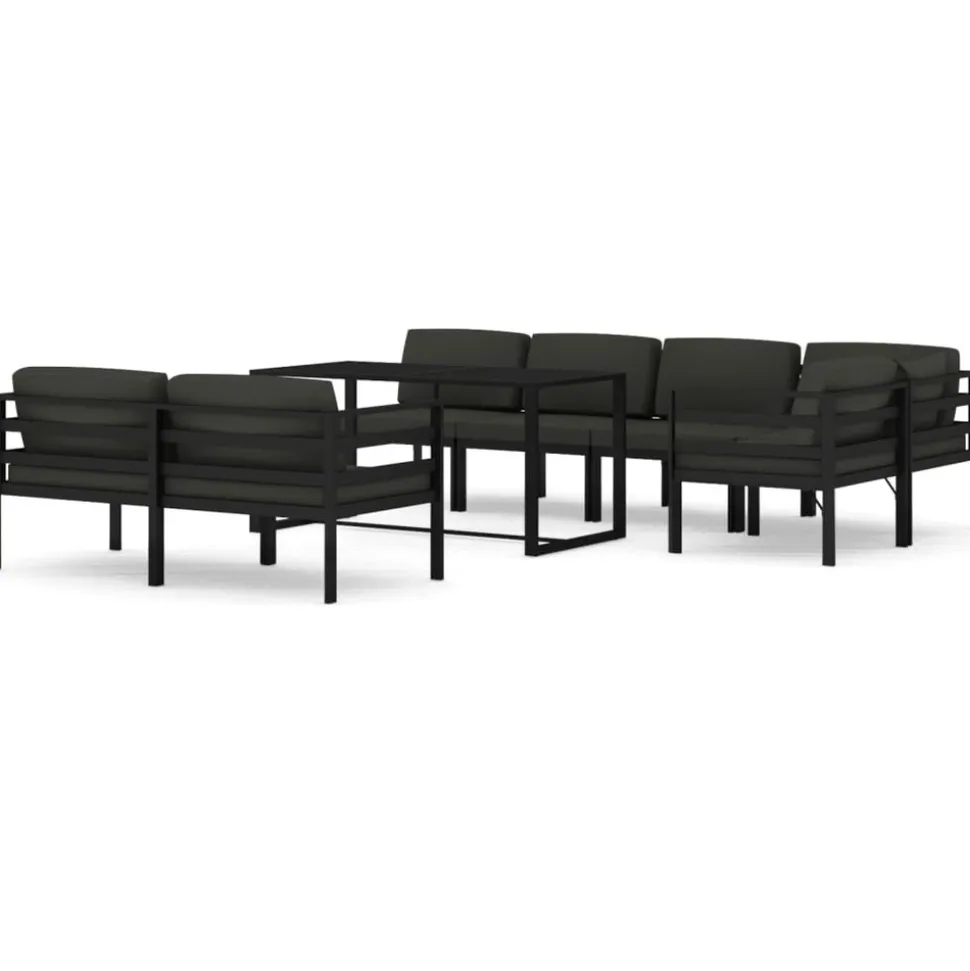 MAISON EXCLUSIVE - Salon de jardin 8 pcs avec coussins aluminium anthracite