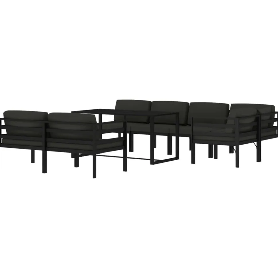 MAISON EXCLUSIVE - Salon de jardin 8 pcs avec coussins aluminium anthracite