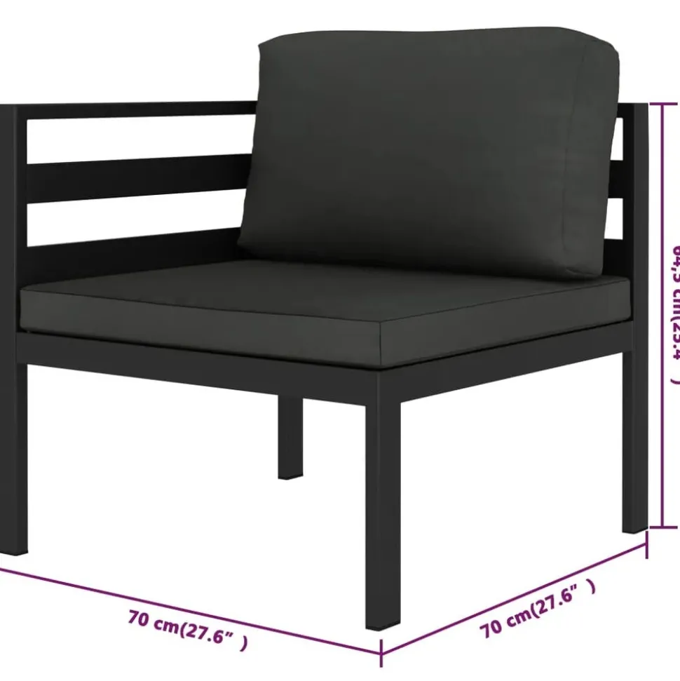 MAISON EXCLUSIVE - Salon de jardin 8 pcs avec coussins aluminium anthracite
